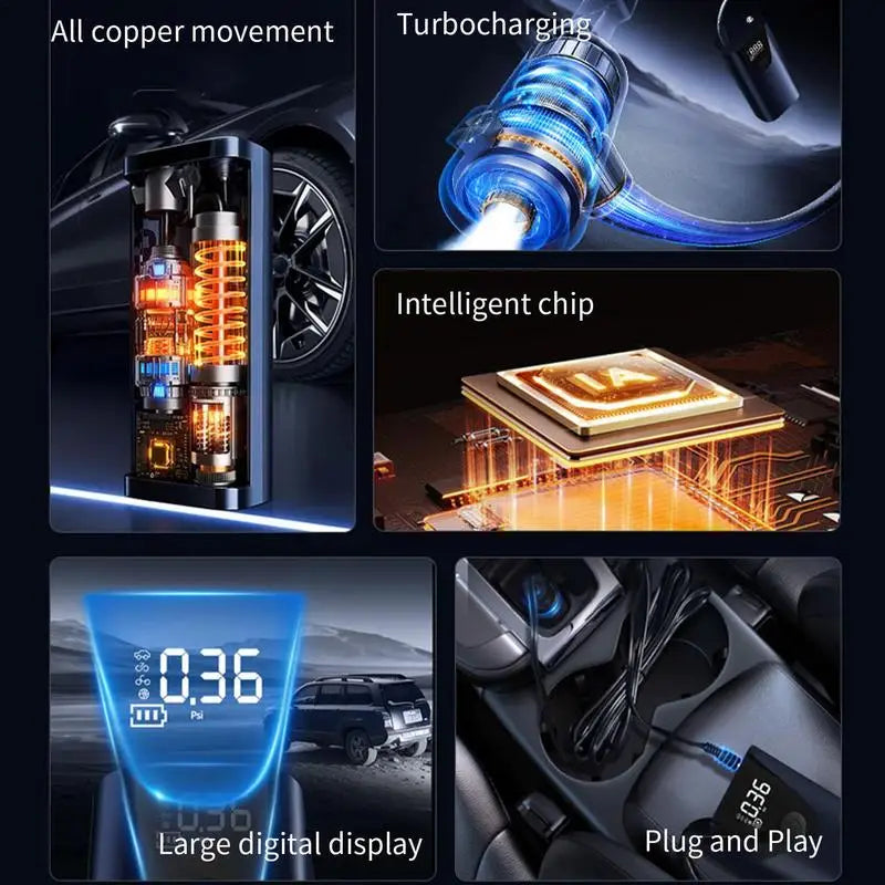 Compresor de Aire Eléctrico para Auto y Bicicleta