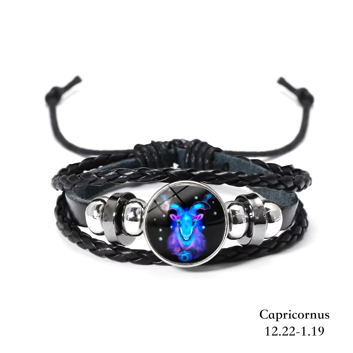 Pulsera de Cuero con Signo Zodiacal Luminoso