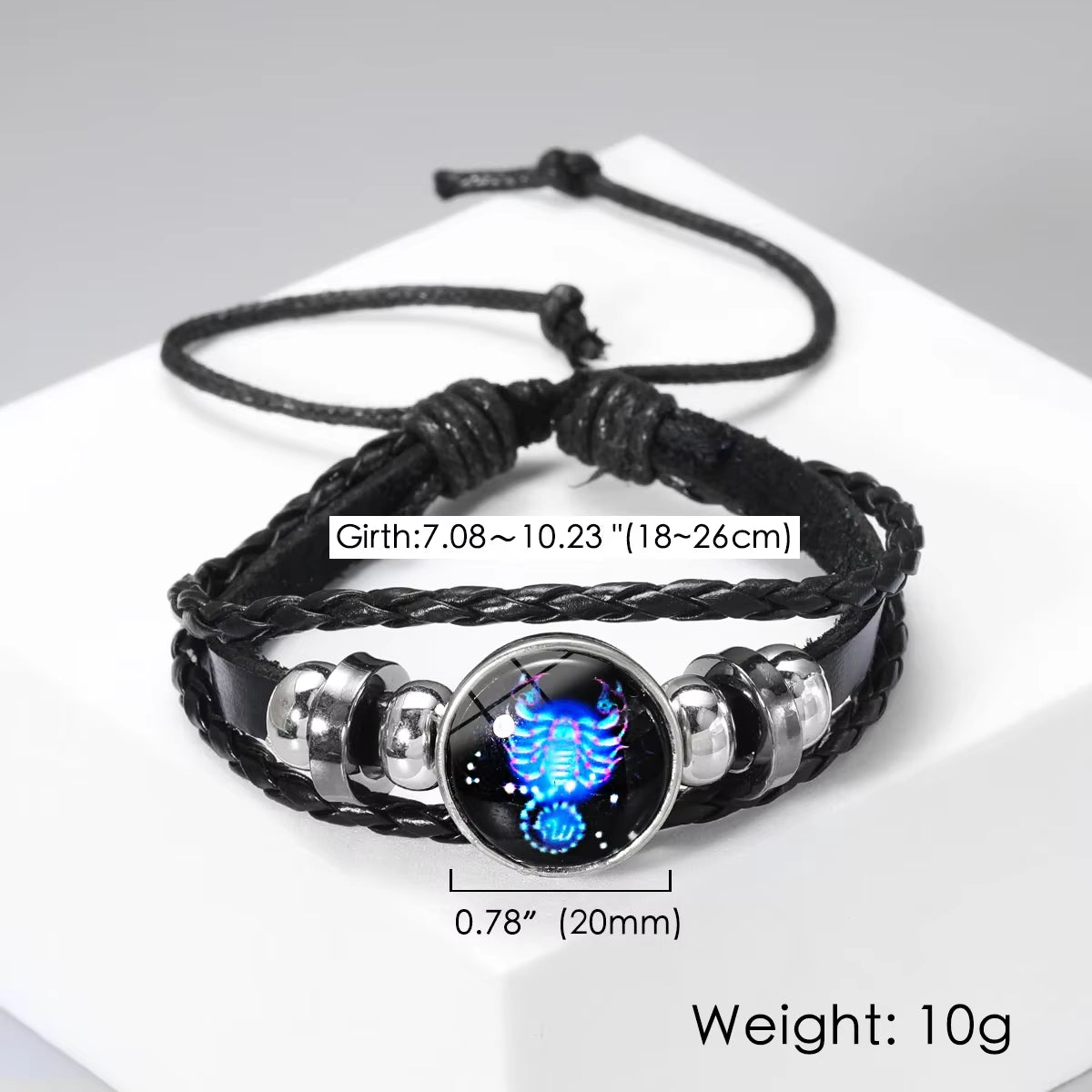 Pulsera de Cuero con Signo Zodiacal Luminoso