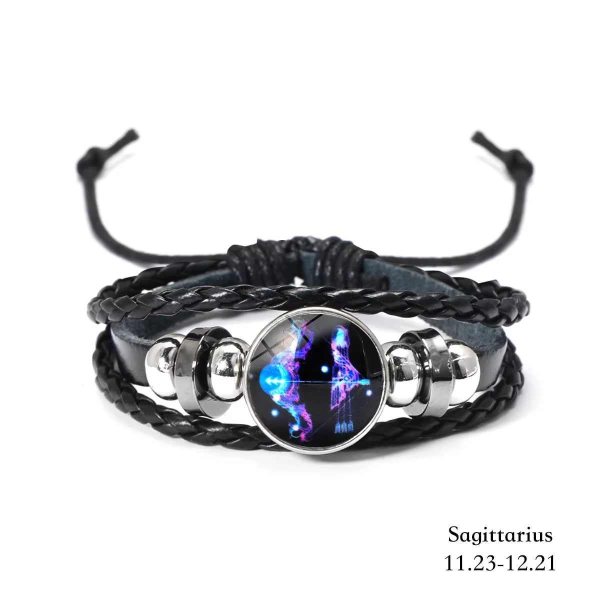 Pulsera de Cuero con Signo Zodiacal Luminoso