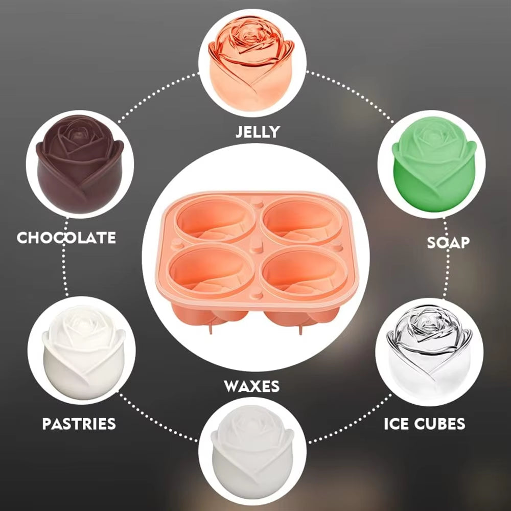 Molde de Hielo en Forma de Rosa 3D de Silicona