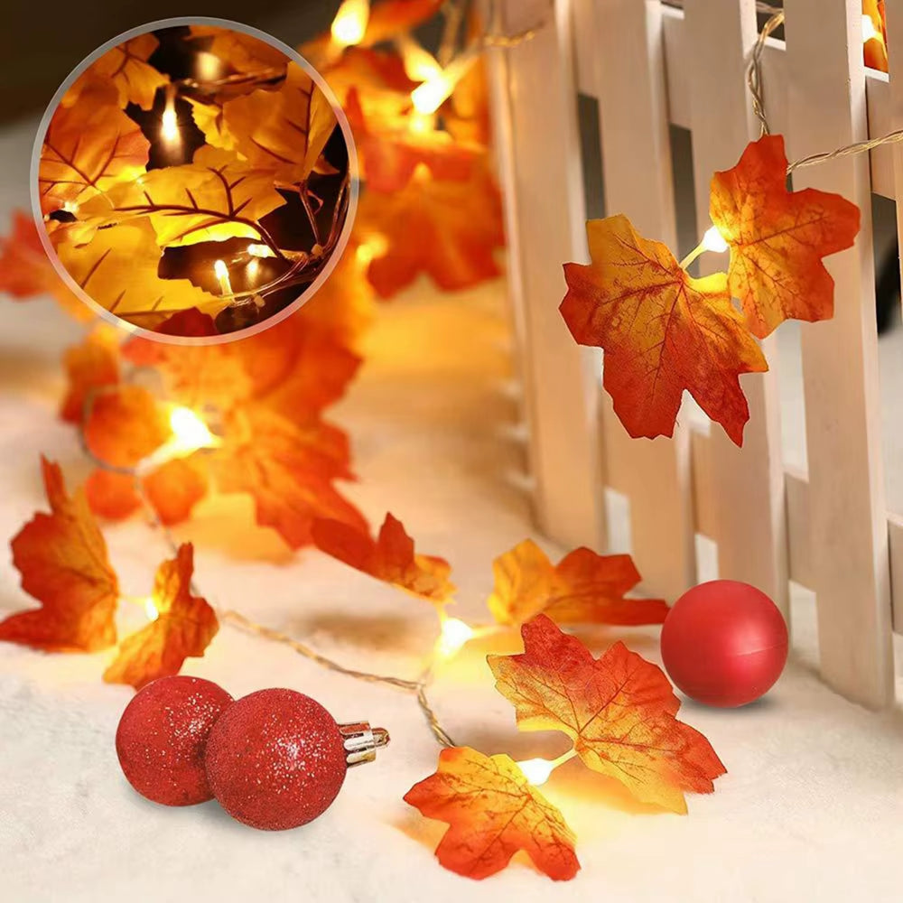 5M 50LED Fall Pumpkin Maple Leaf String Lights Garland Led Fairy Lights for Autumn Decoration Halloween Party Home Decor