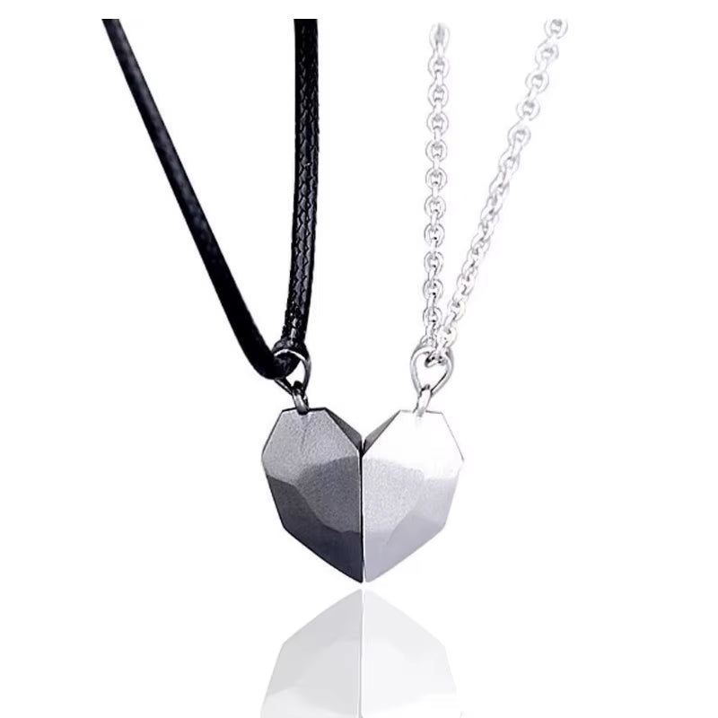 2Pcs Magnetic Heart Couple Necklace for Women Men Lover Valentine'S Day Wedding Anniversary Best Friend Party Jewelry Gifts