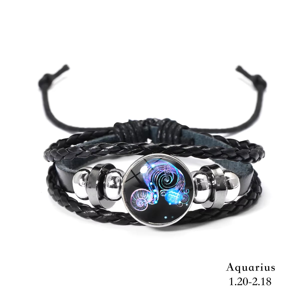 Pulsera de Cuero con Signo Zodiacal Luminoso